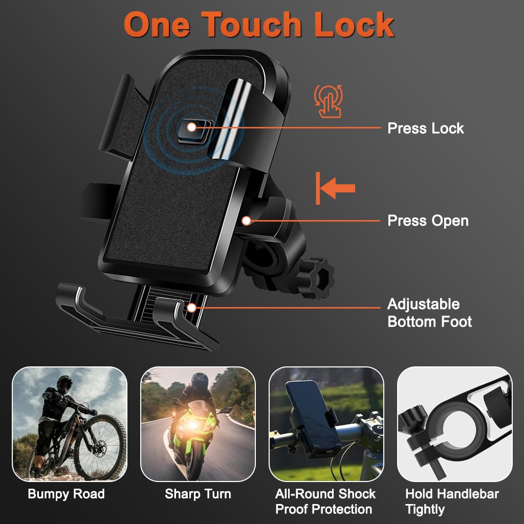 STHIRA Handlebar Phone Holder for Bike and Motorcycle featuring 4 Claw Grip fits 4.7–7.1 in phones