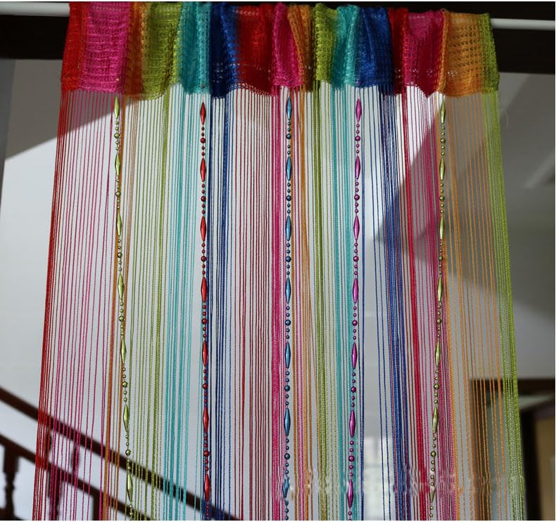 HASTHIP® Bead Chain Door Curtain Hanging Room Divider Decoration Hippie Sparkling Tassel Panel Wall Display (Seven Colors)