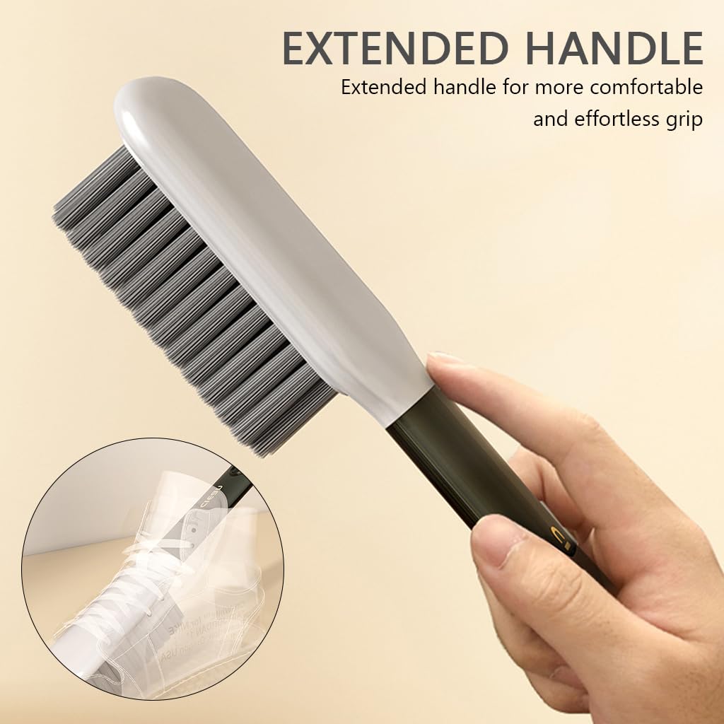 Supvox Clothes Cleaning Brush Set for Shoes and Laundry with Easy Grip ABS Handle | 2 Pack Grey