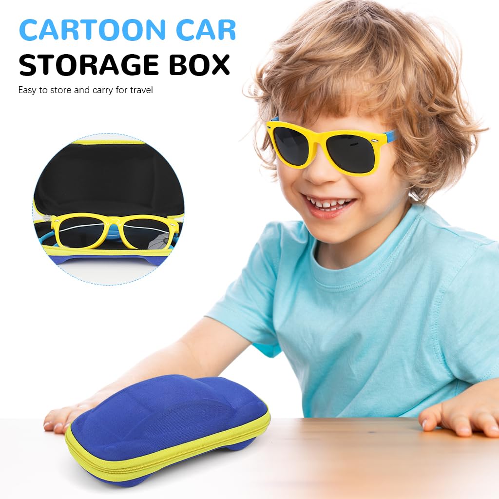 HASTHIP Kids Sunglasses for Outdoor Play with Polarized UV400 Lens and Silicone Frame | Yellow and Blue Glasses for Boys and Girls Aged 6–12