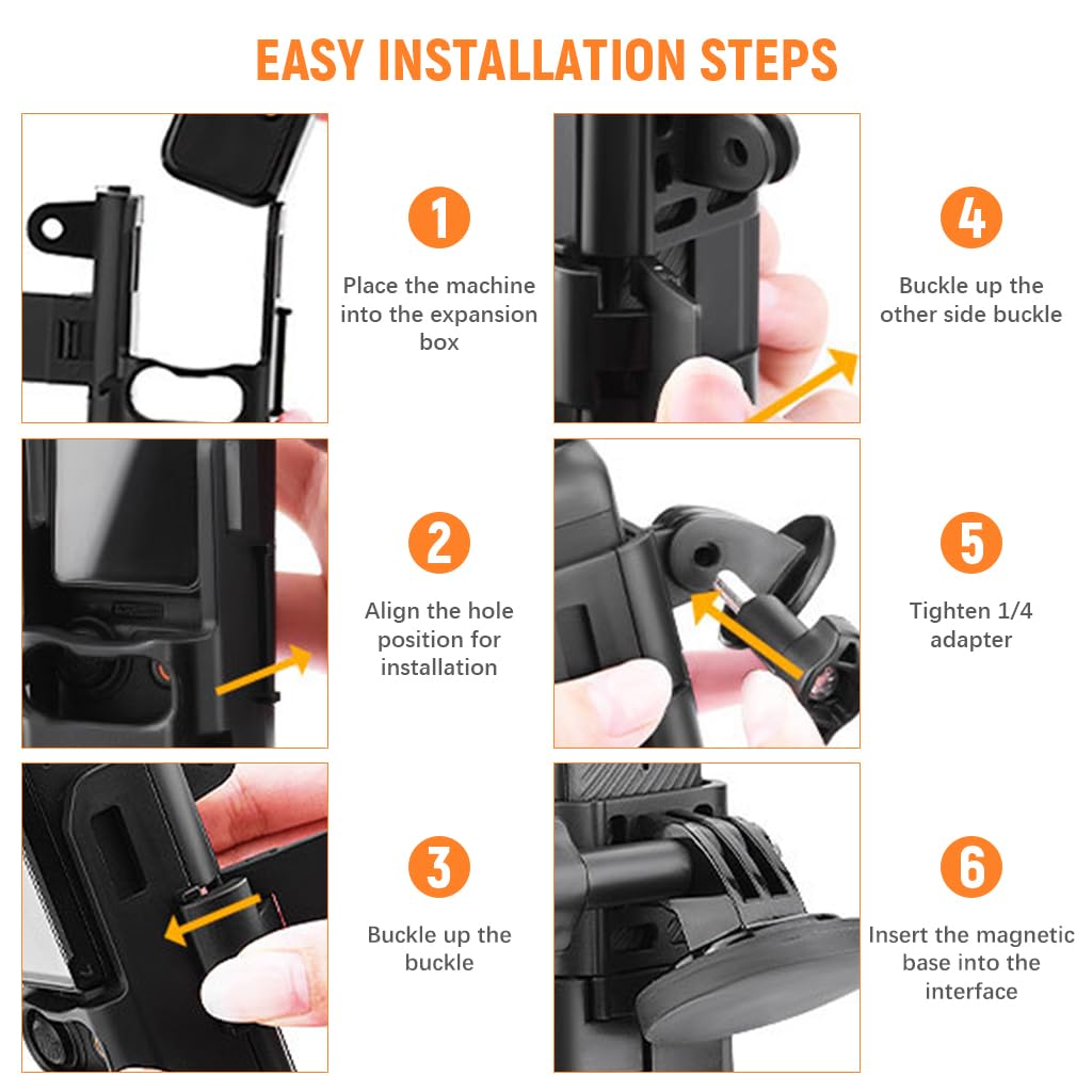 ZORBES Magnetic Mount for DJI OSMO Pocket 3 with Screw Fixation and Adjustable Angle | ABS Holder