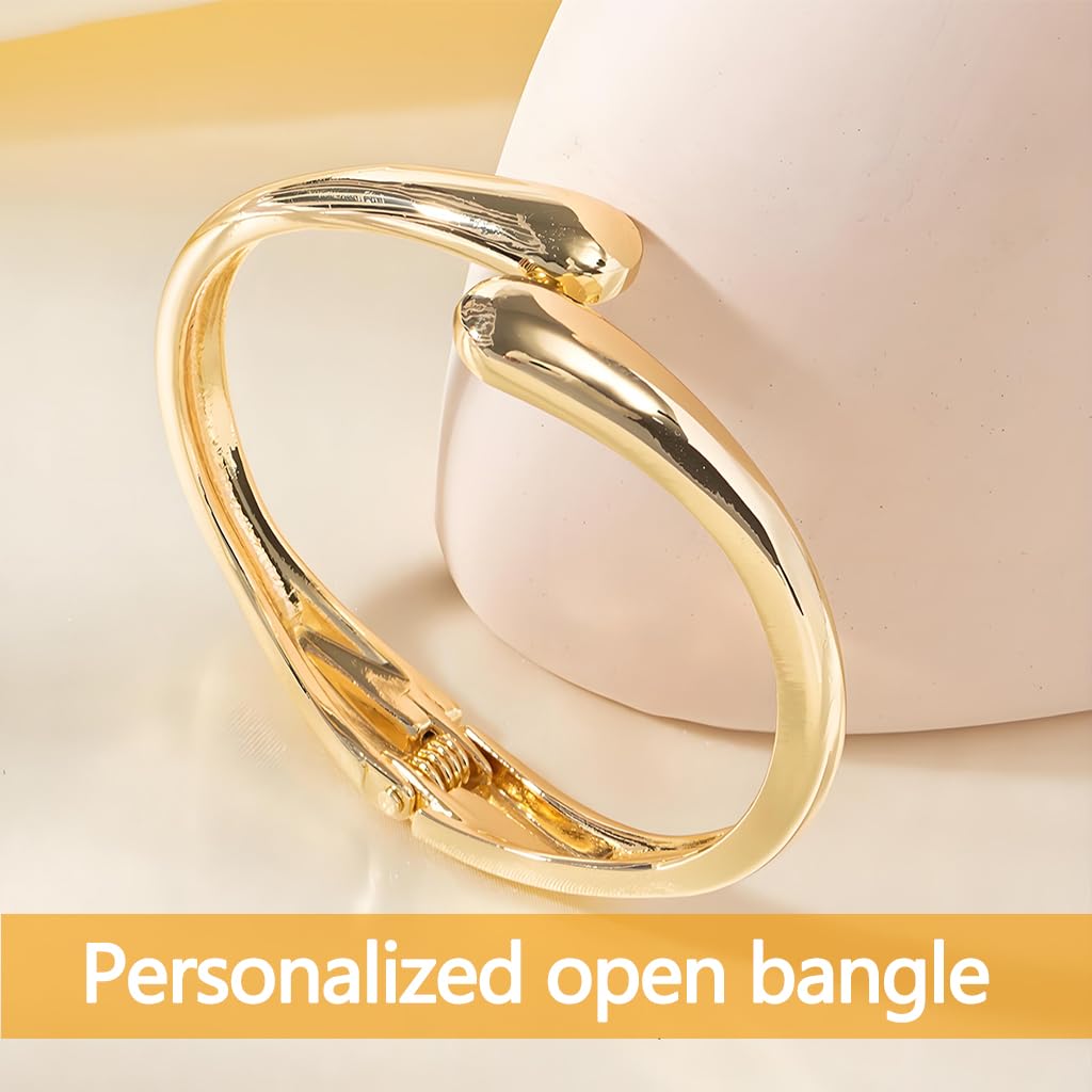 Zibuyu Gold Bangle Bracelet for Women featuring 21CM Adjustable Twist Cuff | Gift Jewelry