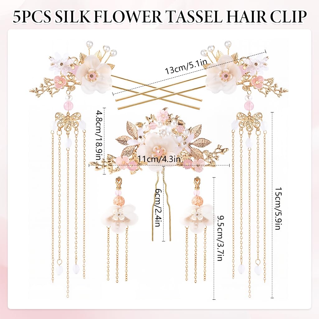 MAYCREATE Hair Accessories Set for Women with 5 Floral Pearl Pieces | Elegant Gift Choice