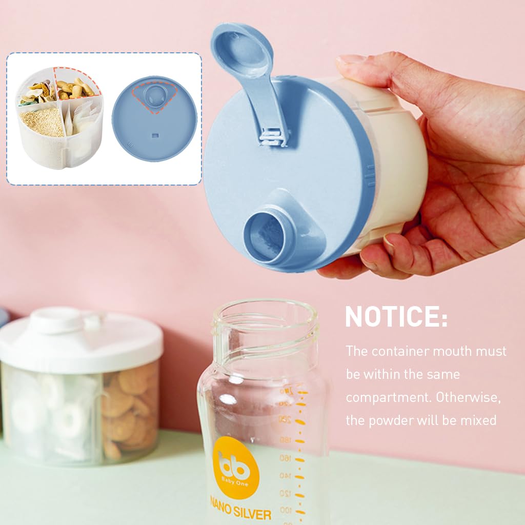 SNOWIE SOFT® Baby Formula Dispenser 4-Compartment Baby Food Container Food Grade PP Baby Food Container Travel Baby Formula Dispenser Baby Food Dispenser for Milk Powder, Snacks