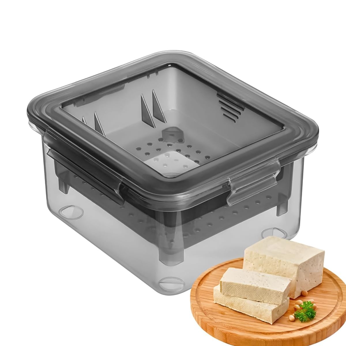 HASTHIP Tofu Press for Homemade Tofu with Efficient Spring Press Mechanism 16x14x8.5cm | Food Grade PP