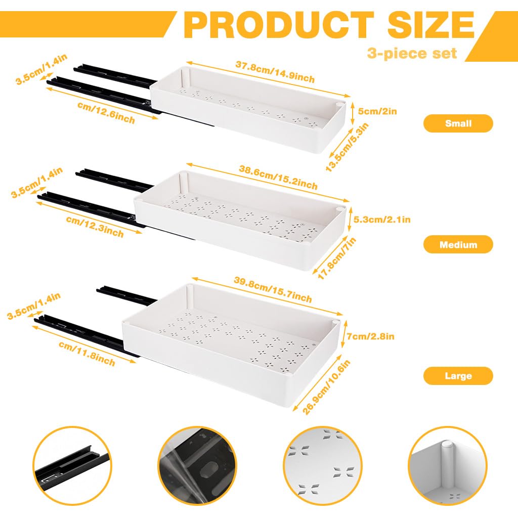 HASTHIP Pull Out Cabinet Organizer for Kitchen with 3 Piece Set and Smooth Sliding Rail