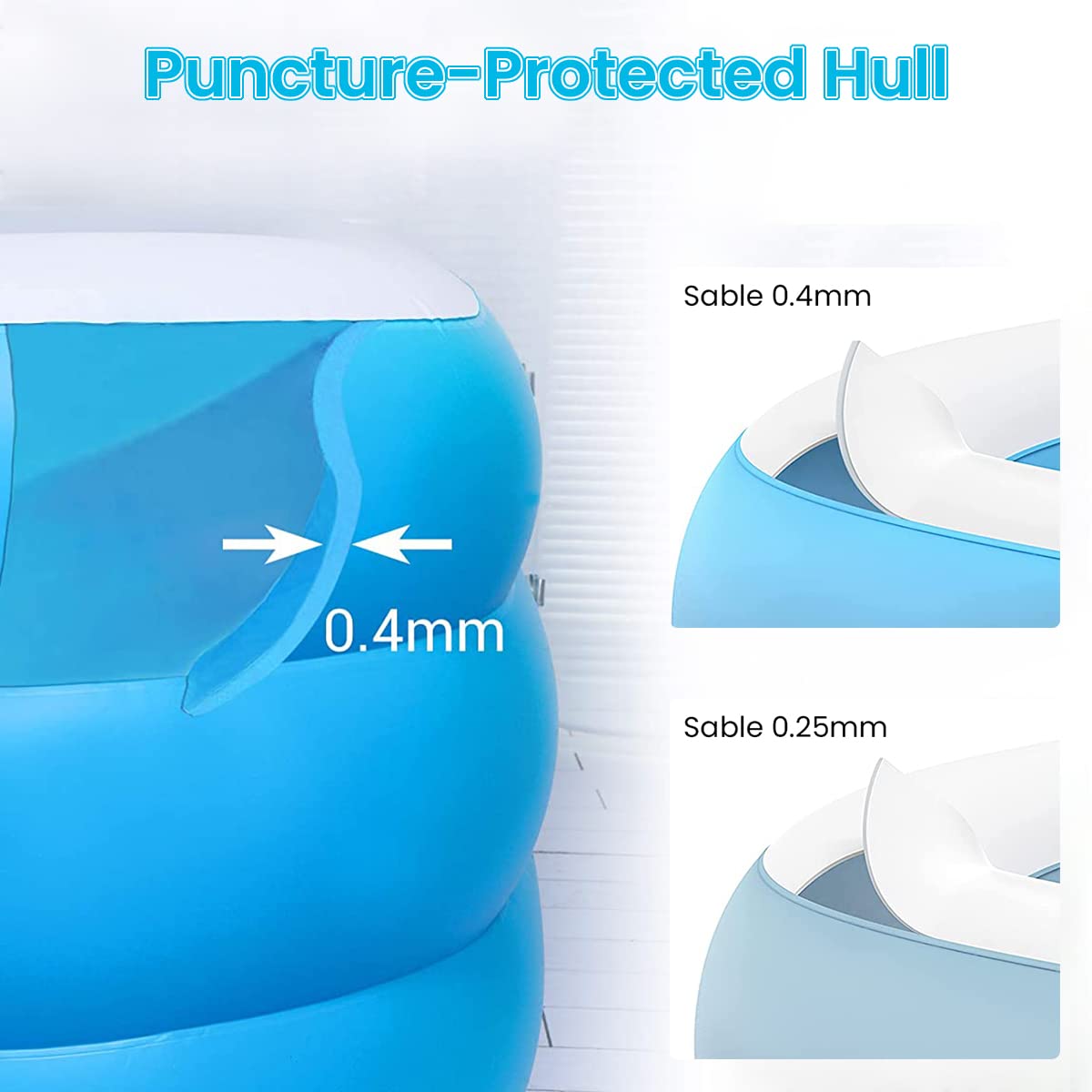 Proberos Inflatable Swimming Pool for Kids with 4 Chamber Design and Thicken PVC 10×6×2.3ft