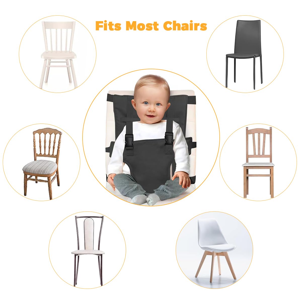 SNOWIE SOFT Baby Wrap Harness for Chairs with Quick Release Buckles and Soft Fabric | Adjustable Infant Safety Seat Belt for 6–12 Month Dining and Travel