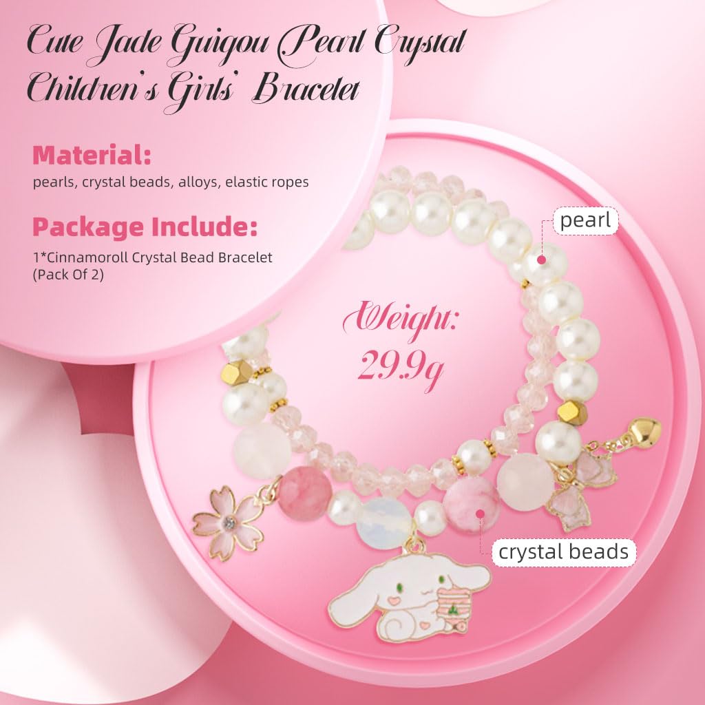 SANNIDHI Crystal Bracelet for Girls and Women with 2 Layer Pearl Beads | 3PCS Elastic Jewelry