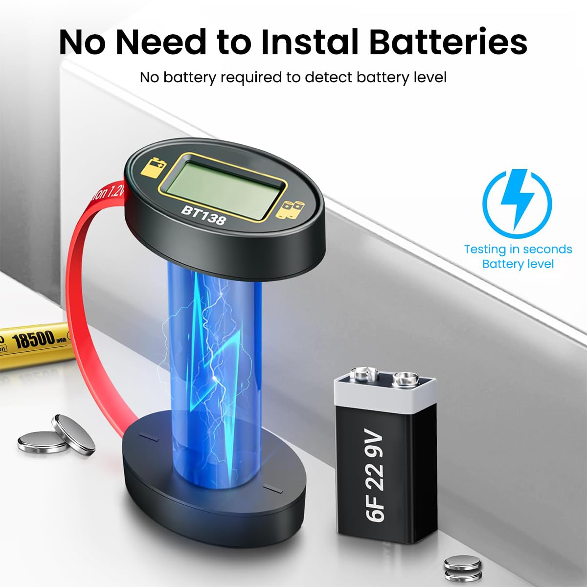 Serplex Magnetic Battery Tester with LCD Display for AA C D 9V | 1.2–4.8V Detection