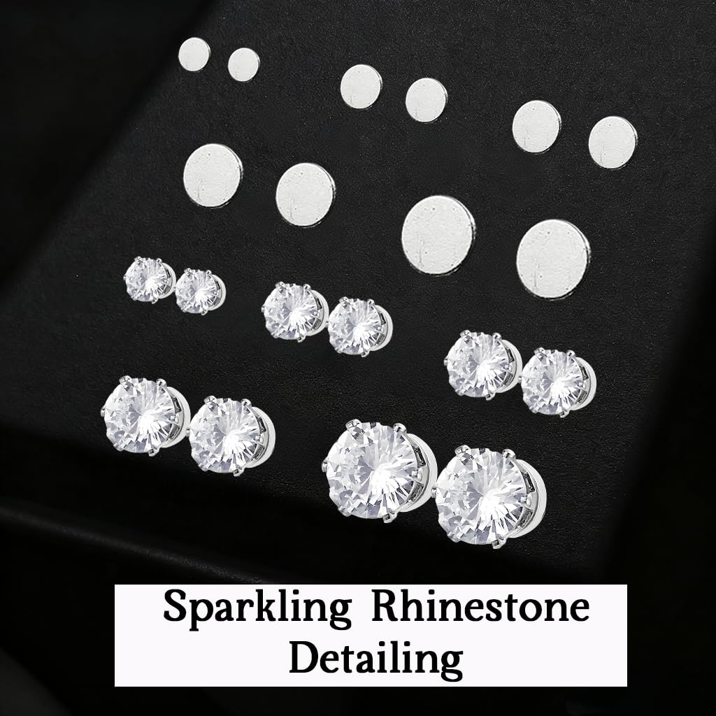 SANNIDHI Earrings Set for Women featuring Clip-on Design with 5 Pairs 4–8mm Cubic Zirconia | Ideal for Non-Pierced Ears