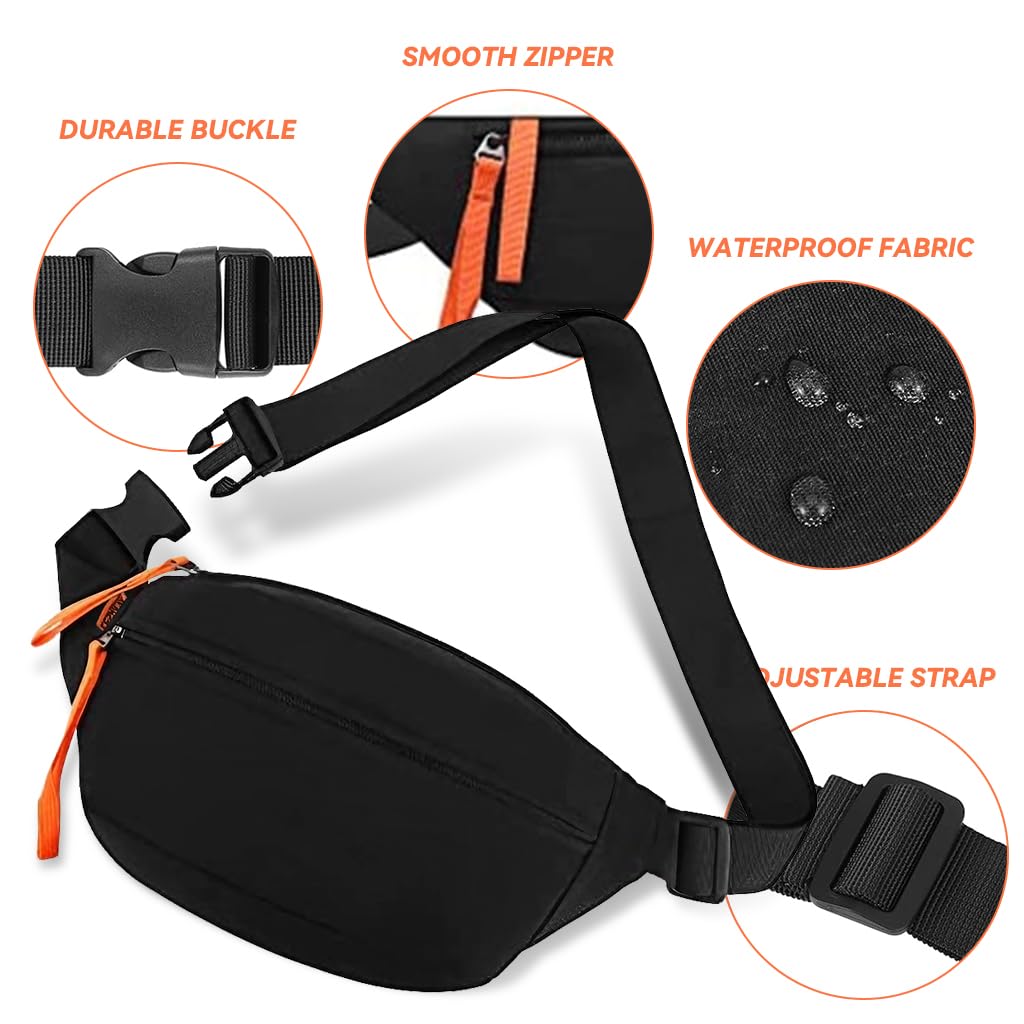ZIBUYU Waist Bag for Men with Adjustable Strap and Three Zipper Pouches 13.4 x 5.9 x 3.1cm | Nylon Waterproof Chest Crossbody for Travel