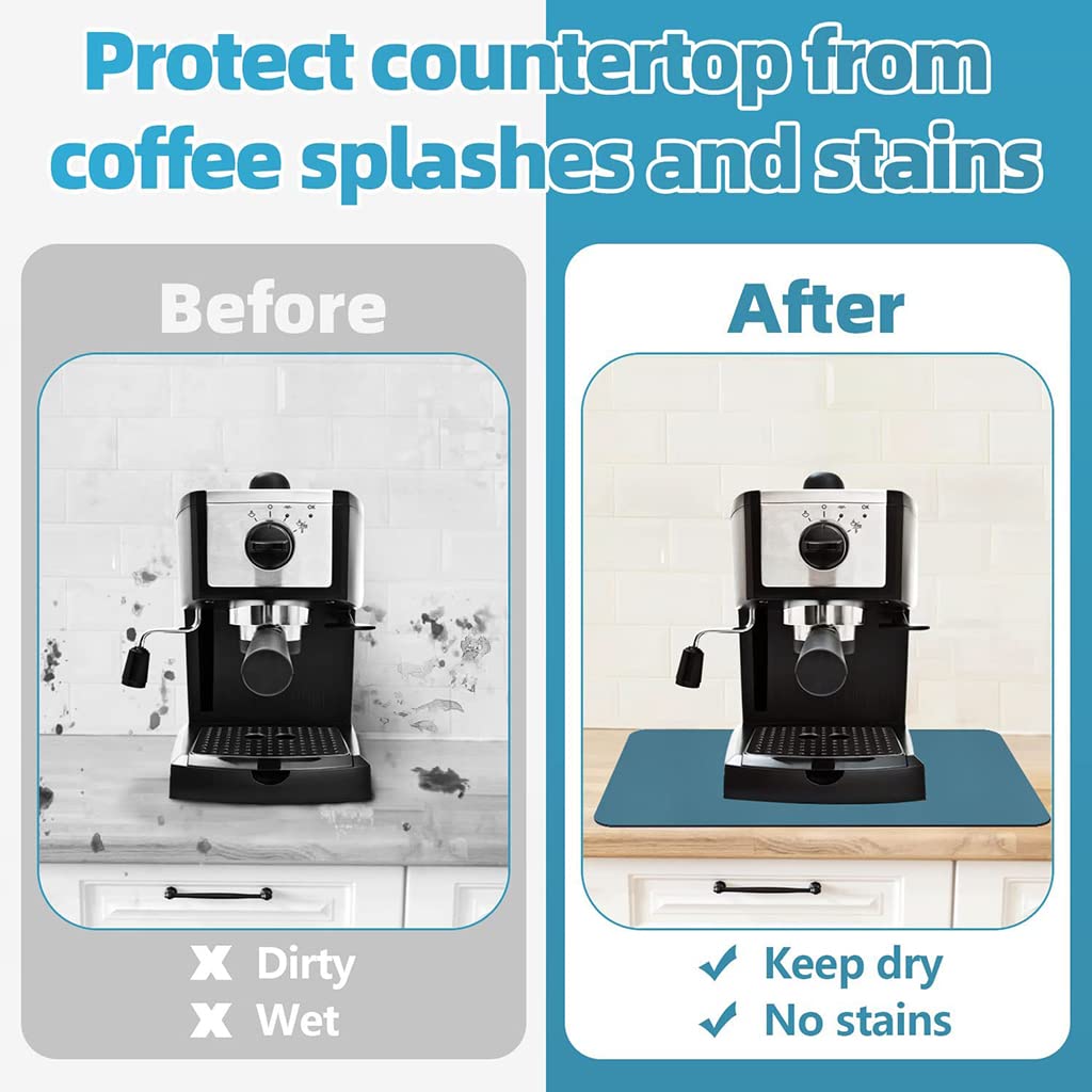 HASTHIP Dish Drying Mat for Kitchen Counter and Coffee Maker 30×40 cm with Non Slip Rubber Backing | Blue Diatomaceous Stone Absorbent Surface