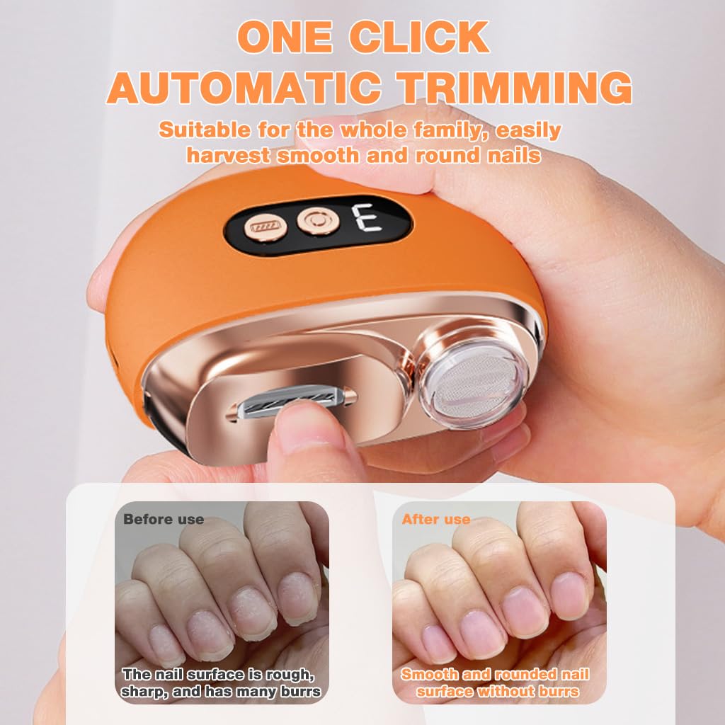 ZIBUYU Electric Nail Trimmer for Baby and Adult Care with LED Light and 3 Speed | USB Cordless 500mAh Nail Filer