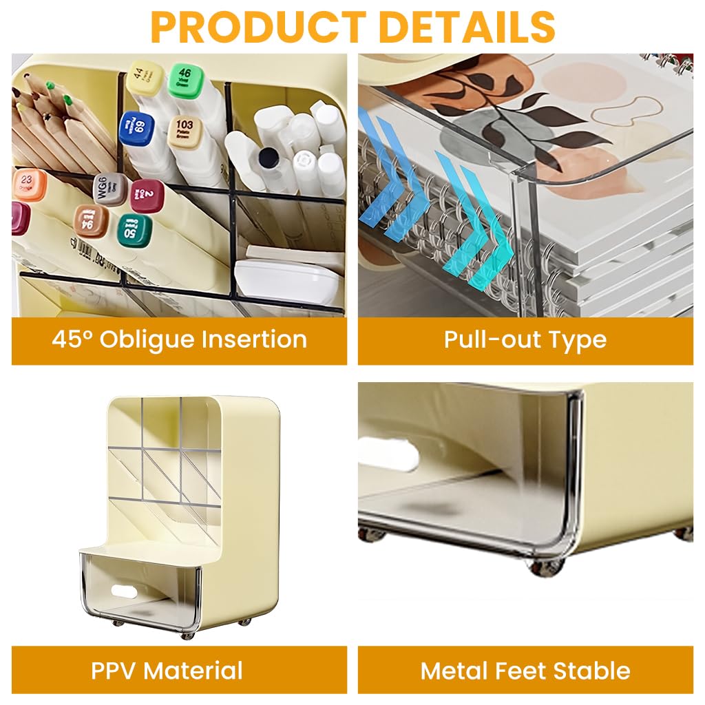 Zibuyu Acrylic Makeup Desk Organizer for Vanity and Office with 6 Partitions & Drawer | 7 x 5.4 x 9.45 in Clear PET Storage