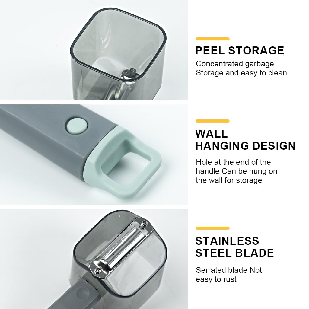 HASTHIP Kitchen Peeler for Fruits and Vegetables with Peel Collection Bin and Ergonomic Handle