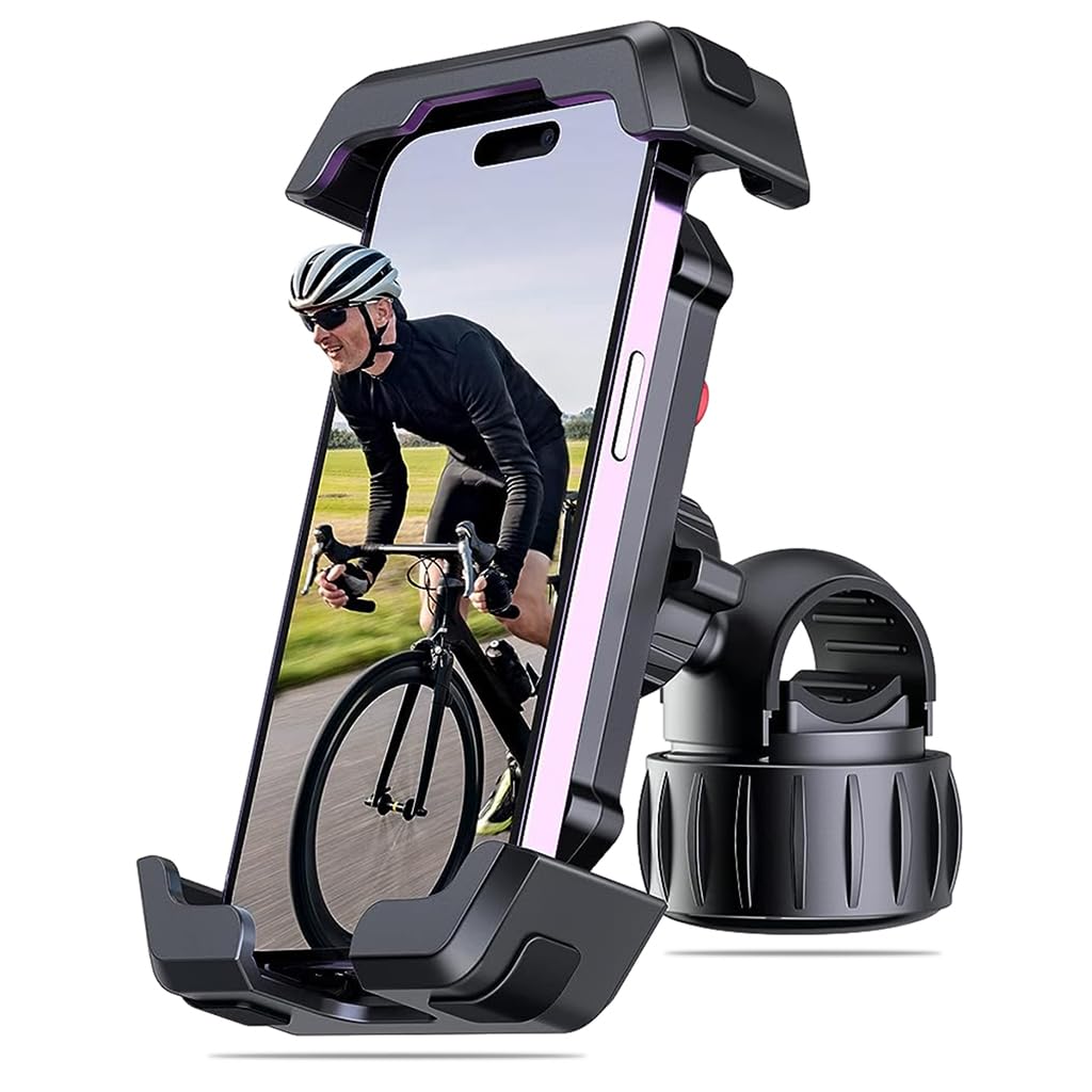 STHIRA® Mobile Holder for Bikes, Scooter, Motorcycle, 360° Rotatable Anti Shake Phone Mount, Stable Cradle Moblie Phone Bicycle Stand Compatible with iPhone, Samsung, Oneplus, Smartphones up to 7.2''