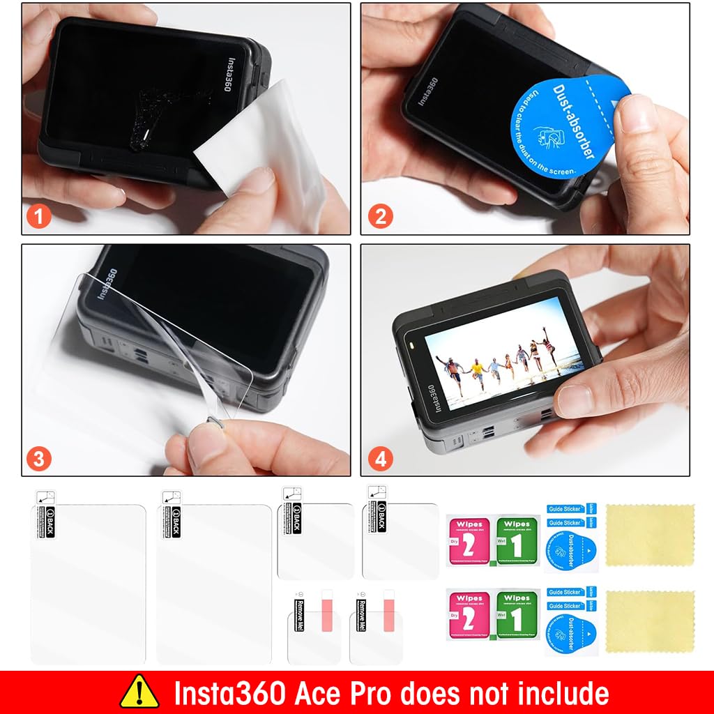 ZORBES Screen Protector for Insta360 Ace Pro with 9H Hardness Tempered Glass & Lens Cover | 3Pcs Set