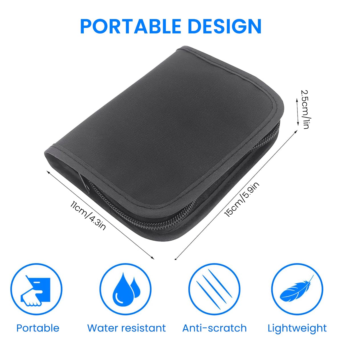 HANNEA Travel Glucose Meter Storage Bag for Insulin with Zipper Closure 15.5x11.5cm Oxford Cloth Organizer