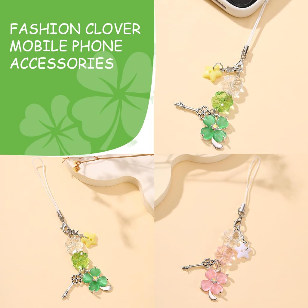 ZORBES Phone Charms Set for Girls with Four Leaf Clover Design and Acrylic Build | 2Pcs Gift