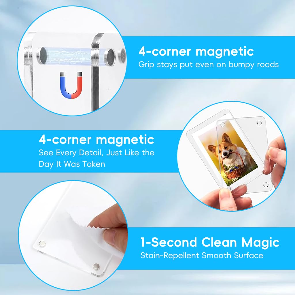 STHIRA Acrylic Photo Holder for Car Sun Visor with Magnetic Clip and 6x9cm Clear Frame | Pack of 2