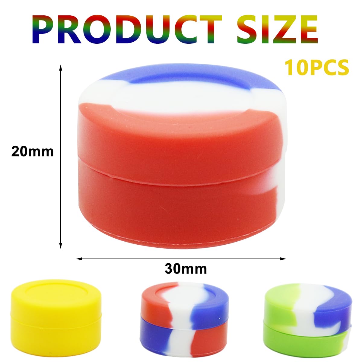 MAYCREATE Silicone Wax Containers for Kitchen and Travel featuring Screw Lid | 10pcs 5ml Colorful Non Stick Jars