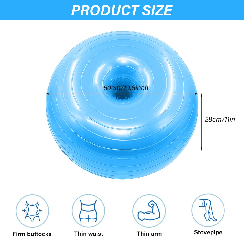 Proberos® PVC Yoga Ball 19.6 inches Yoga Donut Ball Balance Training Ball Stability Donut Ball Core Balancing Training Ball Inflatable Yoga Donut Ball with Manual Air Pump