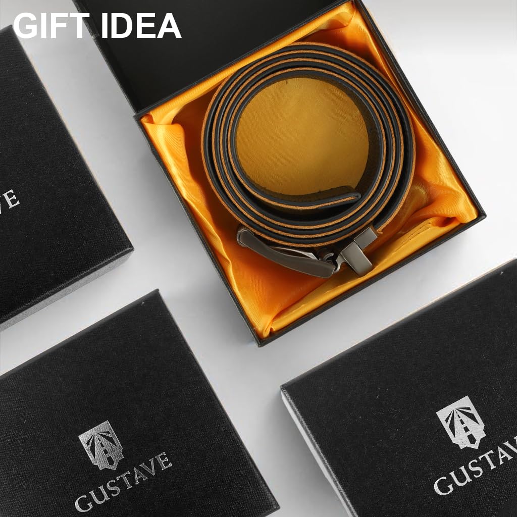 GUSTAVE Reversible Belt for Men featuring Alloy Buckle and 120cm Adjustable Length | Dual Sided PU Leather and Striped Design