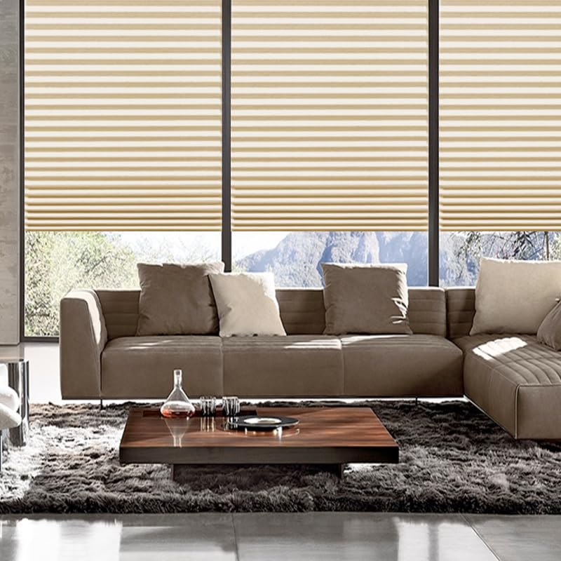 HASTHIP Blinds for Windows Without Drill featuring Roll Up Pleated Paper Design 47x70 in | Light Filtering and UV Protection for Home or Office