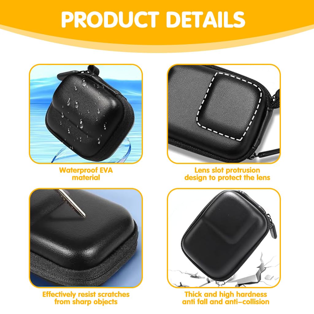 ZORBES Small Carry Case for DJI Action 5 Pro 4 3 with Dual Zipper and Carabiner Clip | EVA Hard Shell Travel Bag