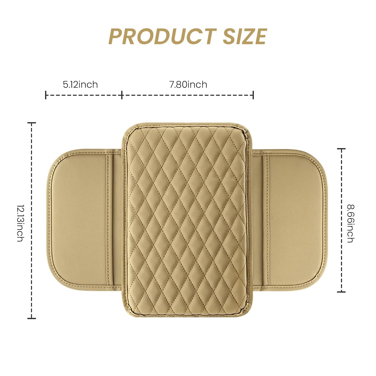 STHIRA Car Armrest Cushion for Center Console with 2 Storage Bags 20×30.8cm Microfiber Leather