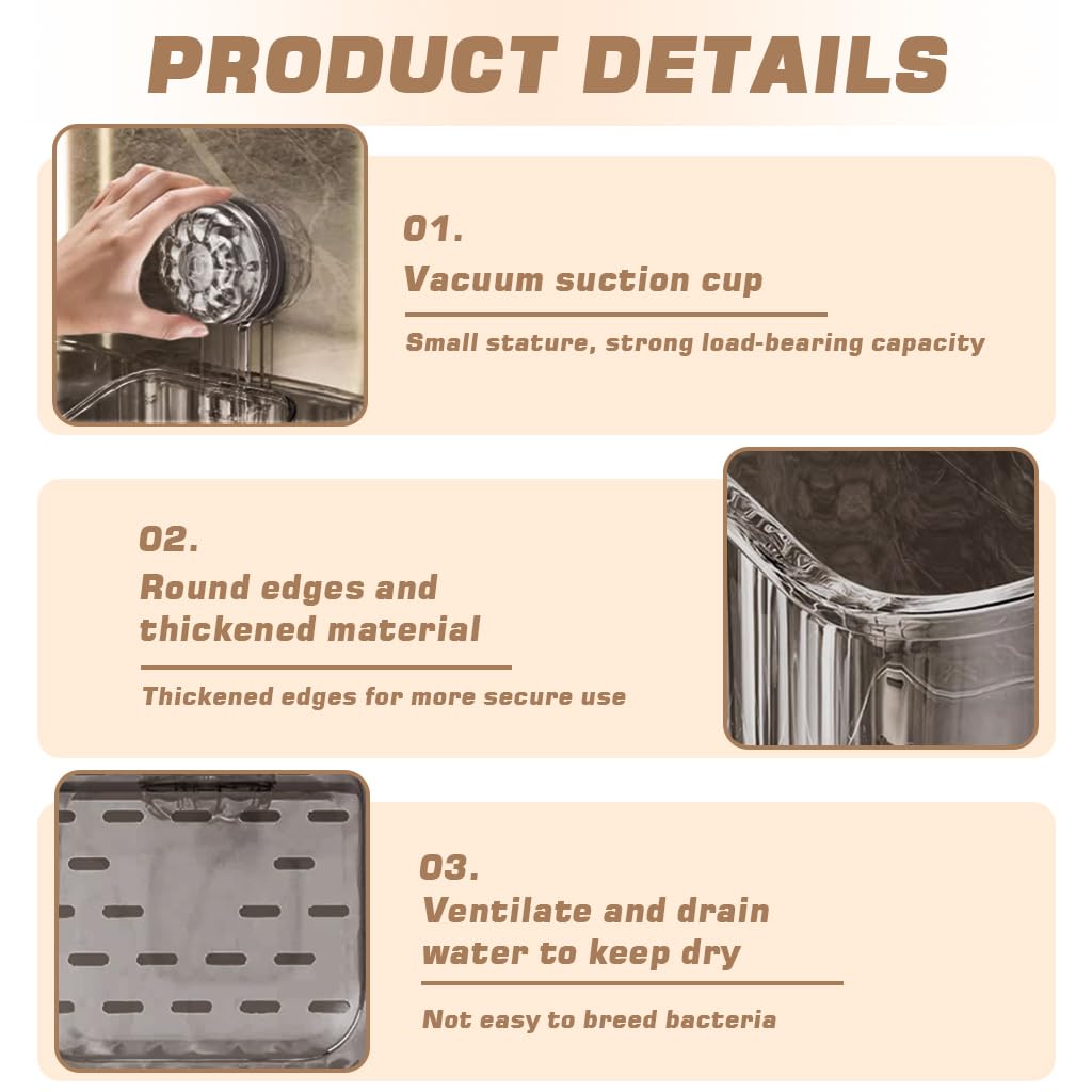 HASTHIP Bathroom Wall Organizer for Kitchen and Bathroom with Suction Cups | Clear Acrylic Set of 2 Boxes 9.3x9.3x11cm and 29x11.5x12.8cm