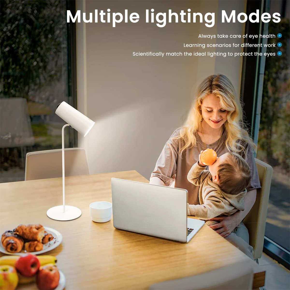 ELEPHANTBOAT Table Lamp for Study with 2000mAh Battery and 360° Rotation | Touch Control LED Light for Reading and Decoration