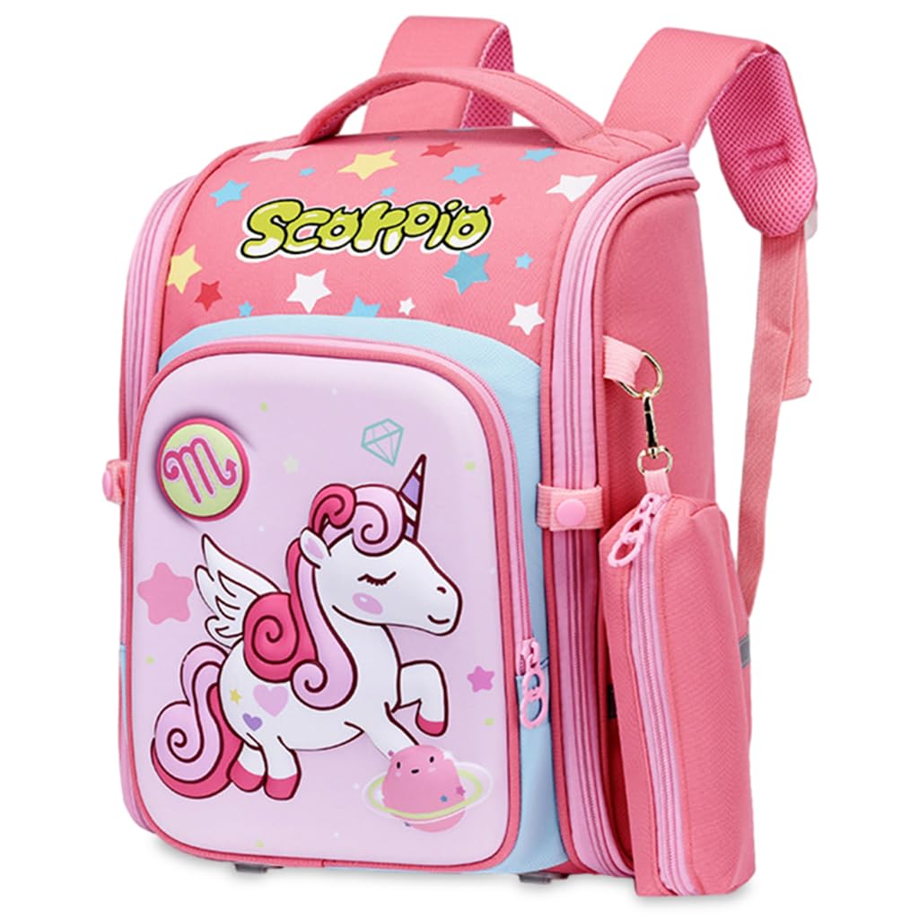 PALAY® School Backpack for Girls, Unicorn Cartoon School Backpack Girls Backpack for School, Travel, Camping, Burden-relief School Backpack for Kids 6-12 Years Old