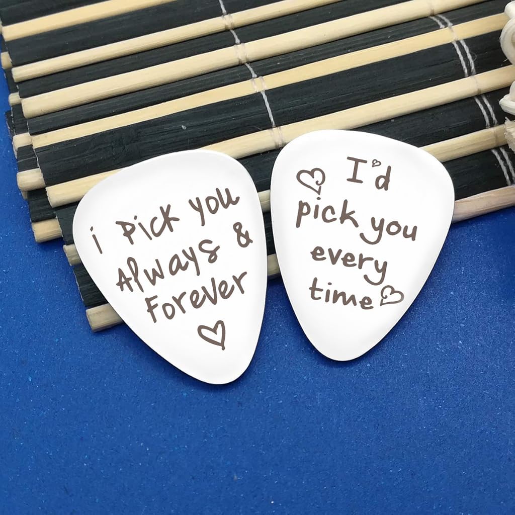 PATPAT Guitar Picks for Couples featuring 4pcs Engraved Stainless Steel | Gift Keepsake
