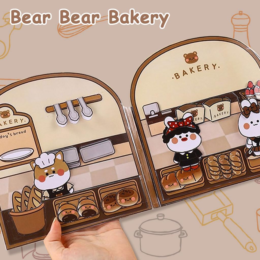 SNOWIE SOFT DIY Paper Quiet Book for Kids featuring Cute Bakery Scene and Safe Materials | Hands-On Motor Skill Activity