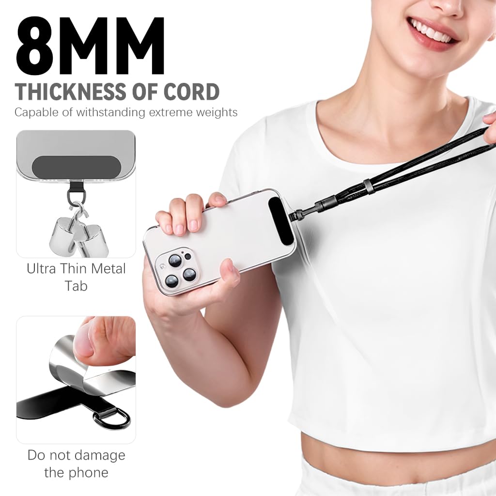 ZORBES Phone Neck Lanyard with 360° Swivel Strap and Adjustable Cord Lock | Black Nylon