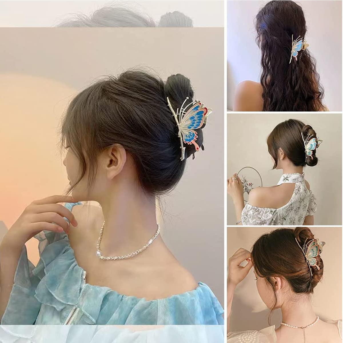 PALAY® Claw Clips for Women Stylish Butterfly Clutcher for Women Hair Metal Strong Hold Butterfly Hair Clips for Women Thin Thick Hair Korean Hair Accessories for Women and Girls