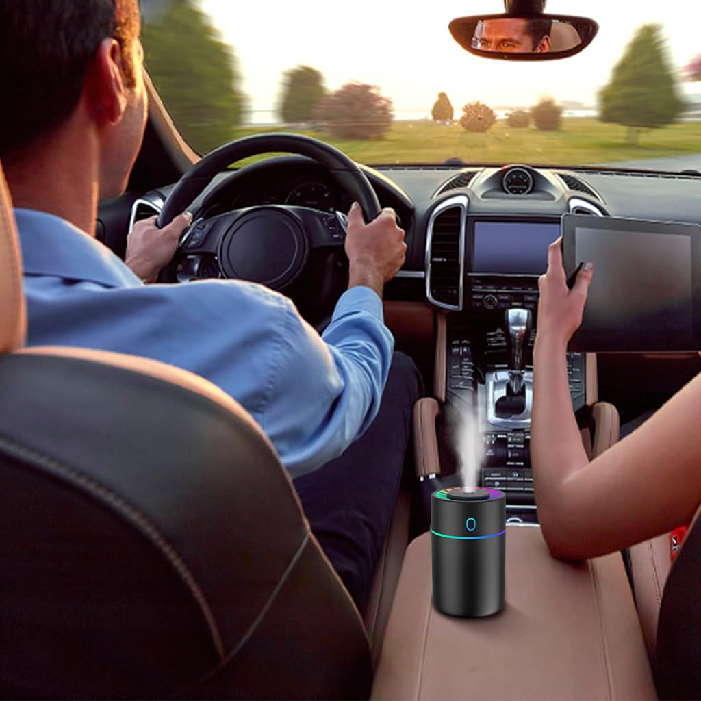 STHIRA Car Humidifier Diffuser for Home Office and Travel with Dual Mist Modes and Colorful LED Lights | 190ml USB Powered Essential Oil Mist Maker