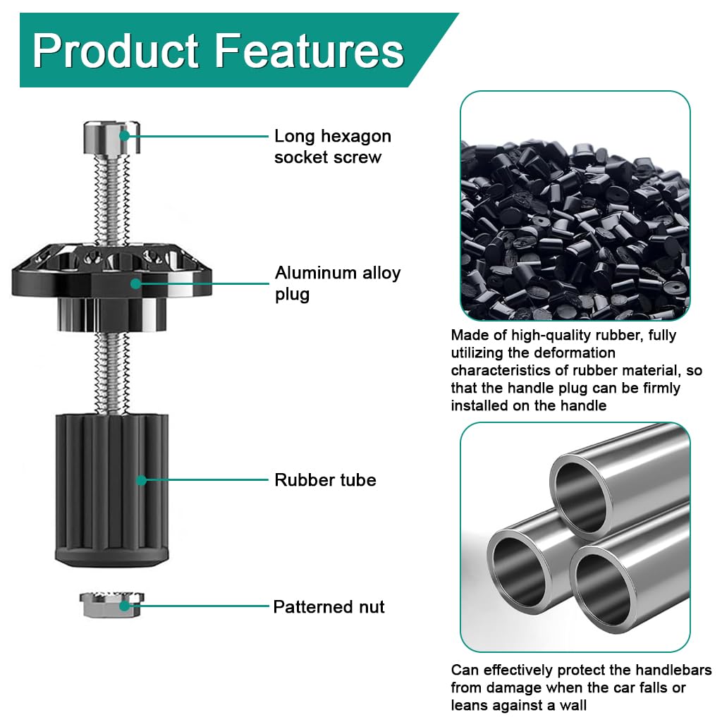 STHIRA Motorcycle Handlebar End Plugs for 22mm Grip with CNC Machined Caps and Wrench Tool