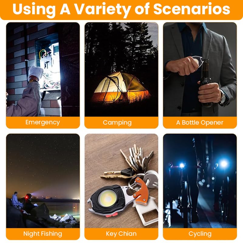 ELEPHANTBOAT Pocket Lamp for Outdoor Use with 500lm COB Light and 5 in 1 Multi Tool | USB Rechargeable