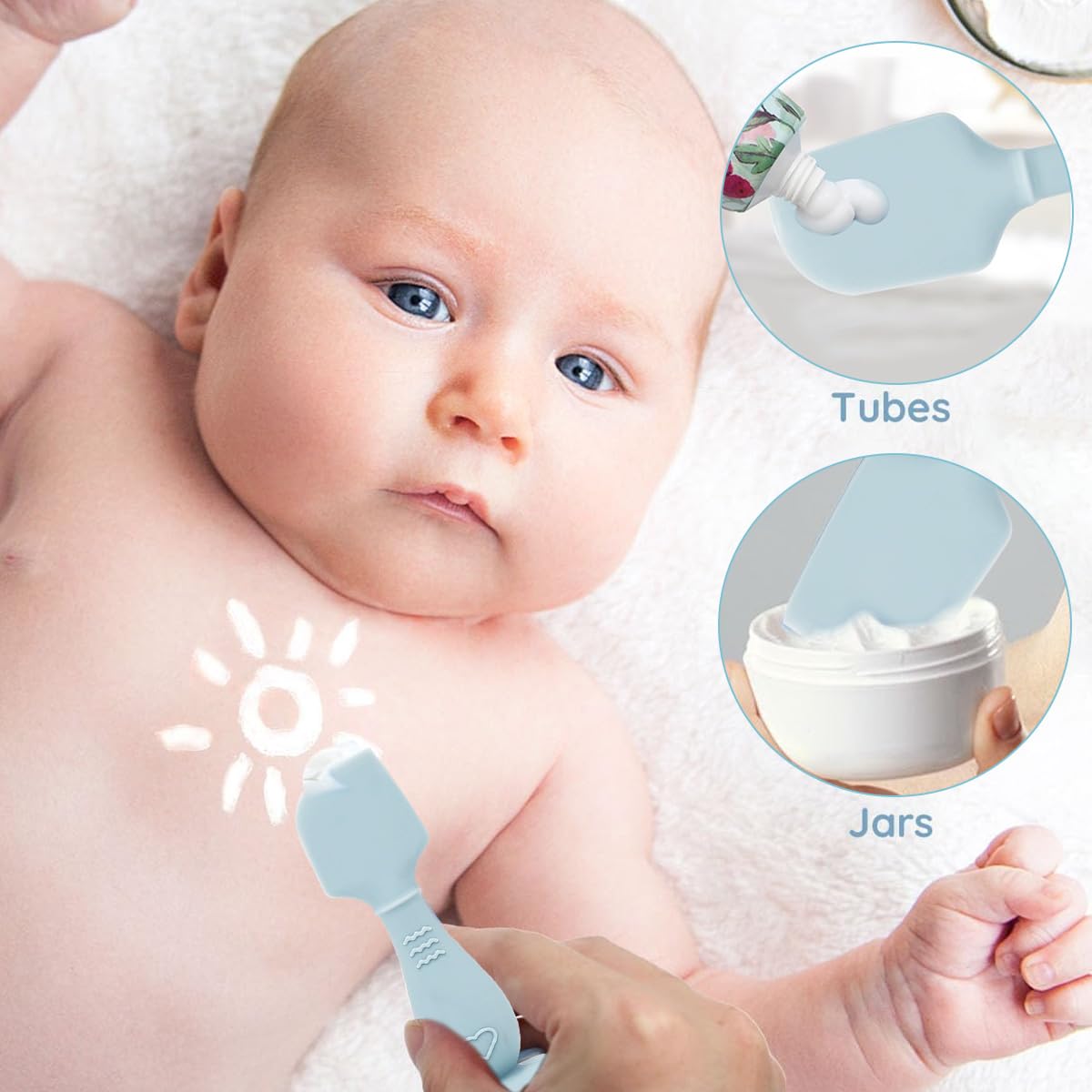 SNOWIE SOFT diaper rash cream spatula set for babies featuring suction cup base and soft silicone design