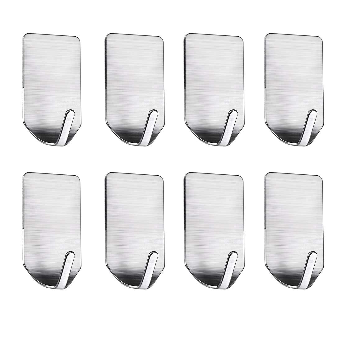 HASTHIP  Stainless Steel Adhesive Wall Hanger Self Adhesive Waterproof Heavy Duty Sticky Narrow Wall Hooks (Pack 8).