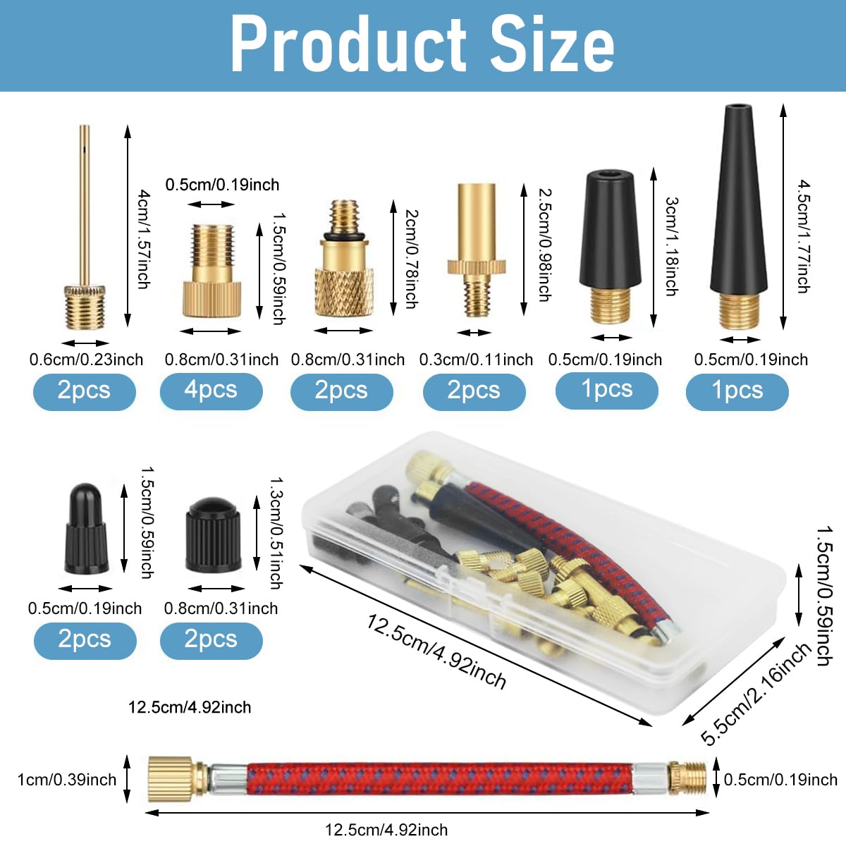 STHIRA Bicycle Valve Adapter Kit for Bikes and Cars with 63 pcs Copper Set | Universal Box