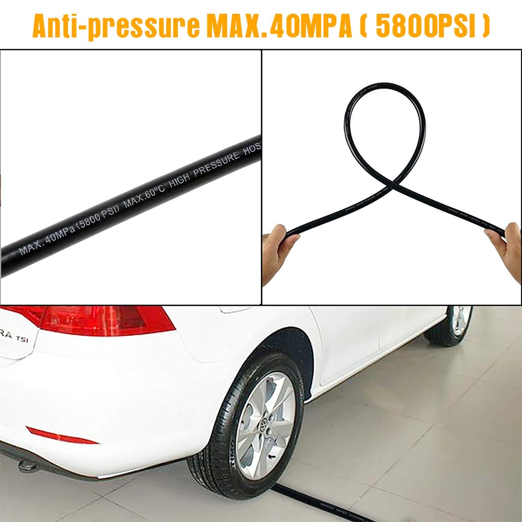 HASTHIP® 6m High Pressure Washer Hose, Heavy Duty Car Pressure Washer 5800 PSI Hose Pipe for Karcher Cazar Ballorex Jpt Starq Car Washers