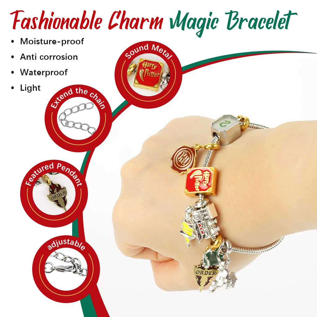 SANNIDHI Bracelets for Kids with 9 Magic Charms featuring Adjustable 6.69 in Zinc Alloy Design | Ideal Gift for Fans