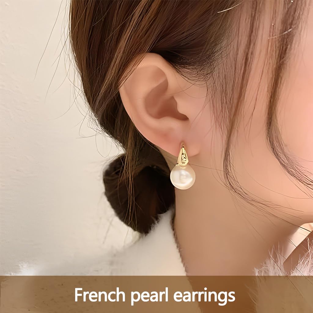 ZIBUYU Pearl Earrings for Women with Secure Closure and Gold Plated Finish | Elegant Gift
