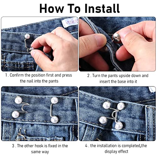 SANNIDHI® 4 Sets Adjustable Waist Buckle for Loose Jeans Pants Instant Detachable Button Pins Tightener Make Fit Skirt Robe No Sewing Required Multicolor 3PCS