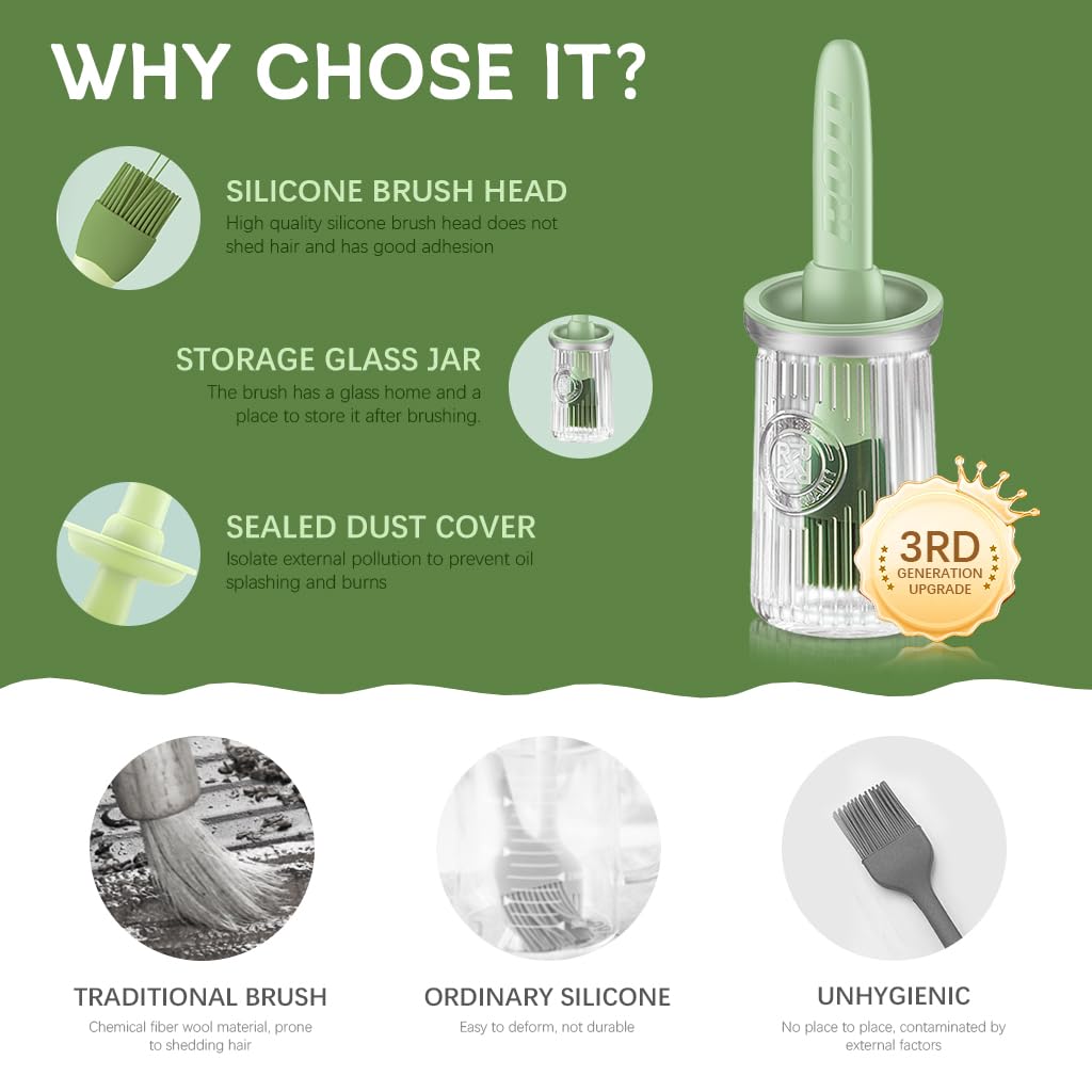 ZIBUYU Silicone Sauce Oil Brush for Cooking with 200 ML Dispenser Bottle | Food‑Grade Integrated Design