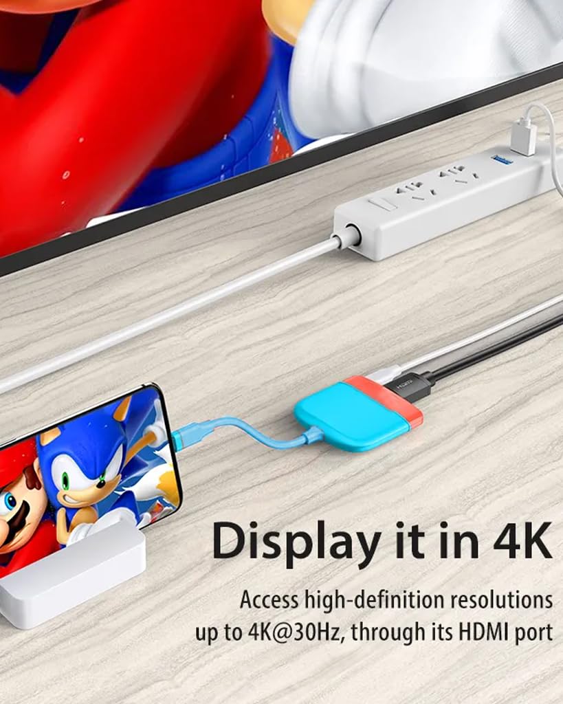 ZORBES USB C Hub for Switch OLED, 3 in 1 Switch Dock USB Hub 4K/30Hz HD Type C to HDMI Adapter, USB C to USB A Adapter with PD USB C 3.0 Port Type C to HDMI Adapter for Switch, Laptop, PC